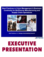 Best Practices in Crisis Management & Business Continuity for BioPharma Manufacturing and Supply Chain Operations